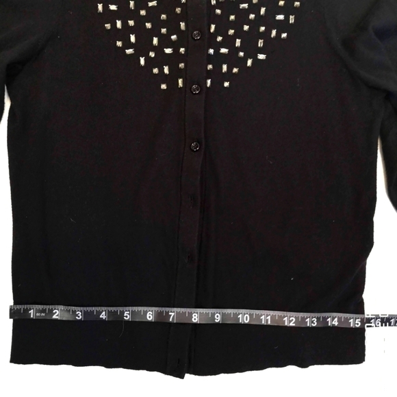 VINTAGE Kate Spade Sparkle Black Cardigan size L | Fine Rhinestone Detail - Picture 10 of 13